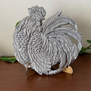 Vintage Arthur Court Decorative Rooster Wall Plaque - Silver Finish